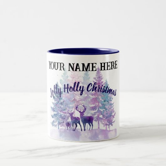Customize Christmas Mug – Jolly Holly Design Tweekleurige Koffiemok (Center)