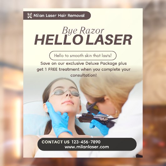 Customize Clean Laser Hair Removal Clinic Promo Raamsticker (Vel 2)