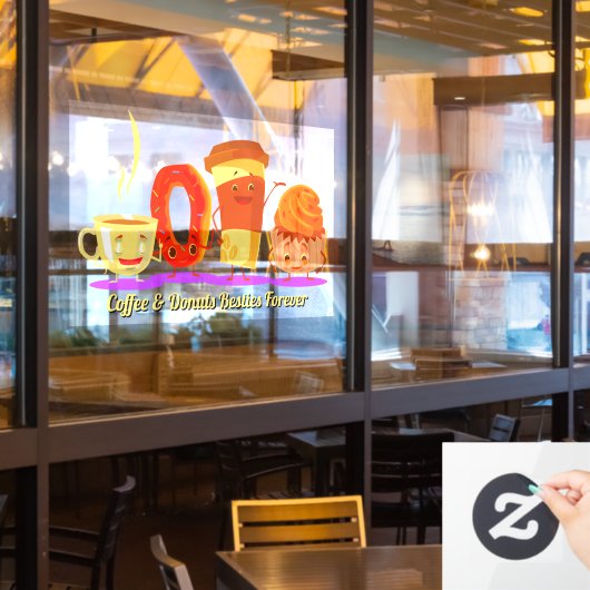 Customize Coffee And Donuts Besties Forever Promo Raamsticker (Restaurant Raam)