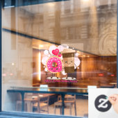 Customize Coffee And Donuts Besties Forever Promo Raamsticker (Cafe Raam)