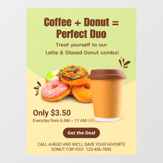 Customize Coffee And Donuts The Perfect Duo Raamsticker (Vel)