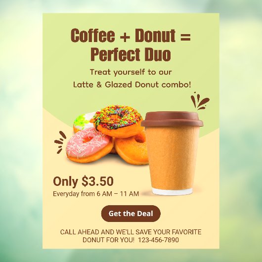 Customize Coffee And Donuts The Perfect Duo Raamsticker (Vel 3)