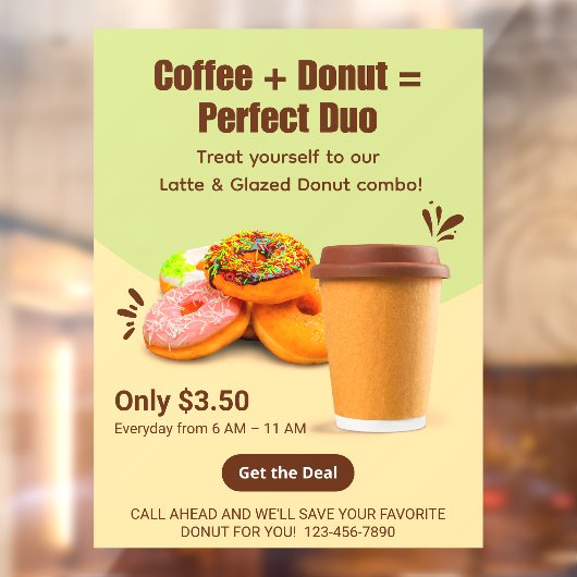 Customize Coffee And Donuts The Perfect Duo Raamsticker (Vel 2)