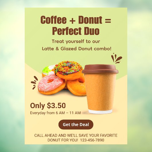 Customize Coffee And Donuts The Perfect Duo Raamsticker (Vel 3)