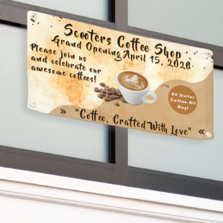 Customize Coffee Shop Grand Opening Special Day  Spandoek