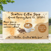 Customize Coffee Shop Grand Opening Special Day  Spandoek (Buitenkant)