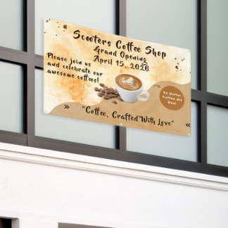 Customize Coffee Shop Grand Opening Special Day  Spandoek