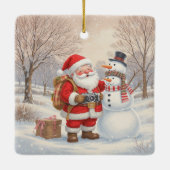 Customize Cute Santa Photographer Keramisch Ornament (Achterkant)