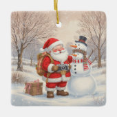 Customize Cute Santa Photographer Keramisch Ornament (Voorkant)