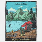 Customize Dad's Gone Fishing And Camping Again Fun Fleece Deken (Voorkant)