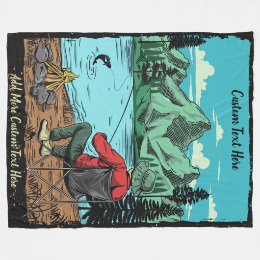Customize Dad's Gone Fishing And Camping Again Fun Fleece Deken (Voorkant (Horizontaal))