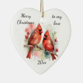 Customize Dated Cardinal to my Love Keramisch Ornament (Rechts)