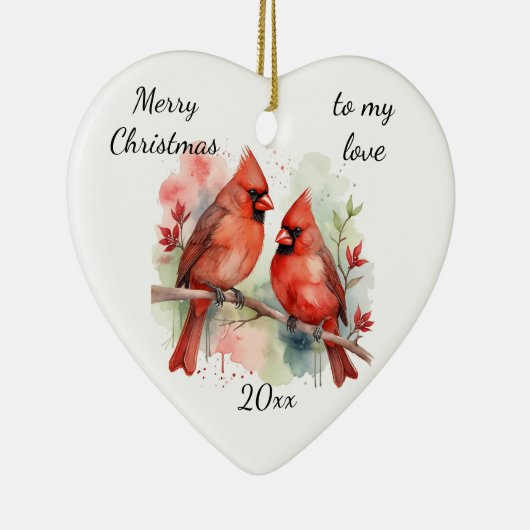 Customize Dated Cardinal to my Love Keramisch Ornament (Rechts)
