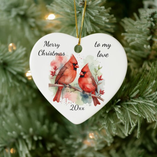 Customize Dated Cardinal to my Love Keramisch Ornament (Boom)
