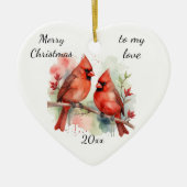 Customize Dated Cardinal to my Love Keramisch Ornament (Voorkant)