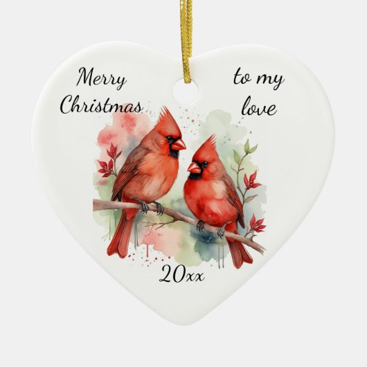 Customize Dated Cardinal to my Love Keramisch Ornament (Voorkant)
