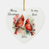 Customize Dated Cardinal to my Love Keramisch Ornament (Achterkant)