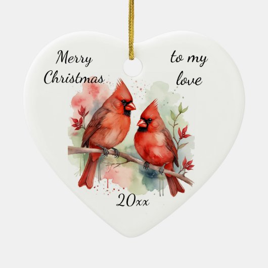 Customize Dated Cardinal to my Love Keramisch Ornament (Achterkant)