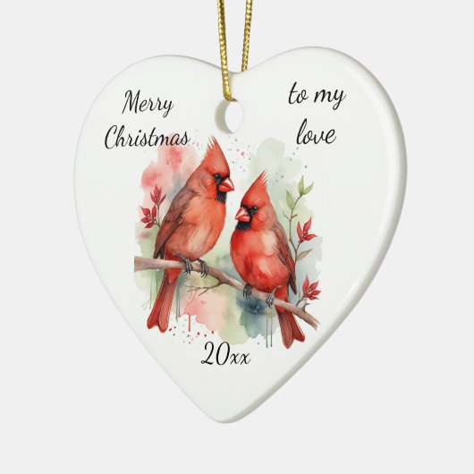 Customize Dated Cardinal to my Love Keramisch Ornament (Links)