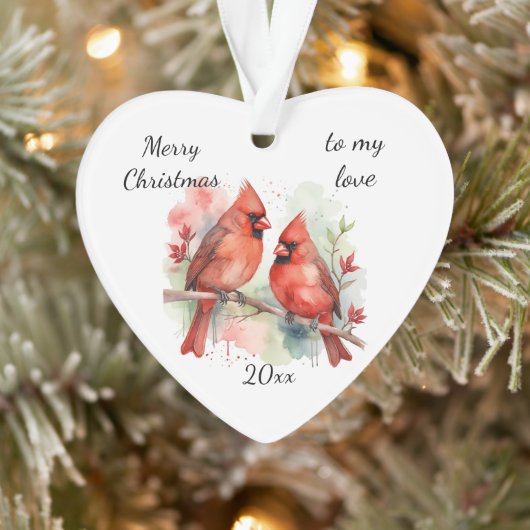Customize Dated Cardinal to my Love Ornament (Boom)