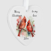 Customize Dated Cardinal to my Love Ornament (voorkant)
