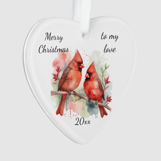 Customize Dated Cardinal to my Love Ornament (voorkant)