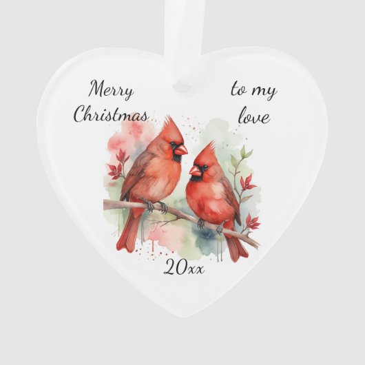 Customize Dated Cardinal to my Love Ornament (achterkant)