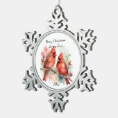 Customize Dated Cardinal to my Love Tin Sneeuwvlok Ornament (Rechts)