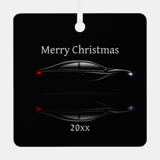 Customize Dated Christmas Sports Car Automobile Metalen Ornament (Voorkant)