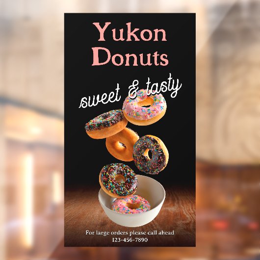 Customize Donut Shop Business Promotion Raamsticker (Vel 2)