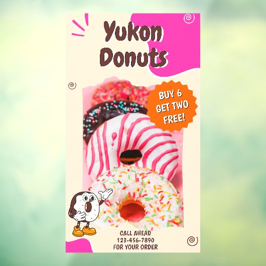 Customize Donuts Beige Pink Promotion Raamsticker (Vel 3)
