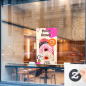Customize Donuts Beige Pink Promotion Raamsticker (Cafe Raam)