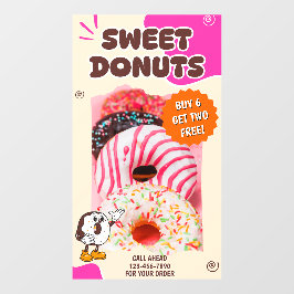 Customize Donuts Beige Pink Promotion Raamsticker
