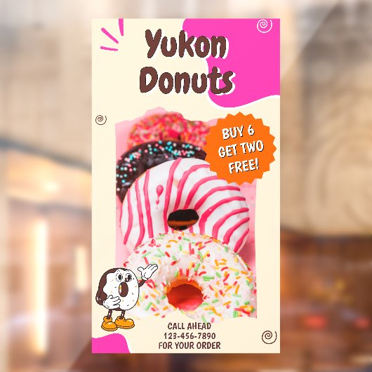 Customize Donuts Beige Pink Promotion Raamsticker (Vel 2)