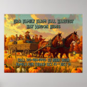 Customize Farm Fall Harvest Horse Drawn Wagon Ride Poster (Voorkant)