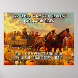 Customize Farm Fall Harvest Horse Drawn Wagon Ride Poster