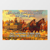 Customize Farm Fall Harvest Horse Drawn Wagon Ride Raamsticker (Vel)