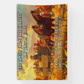 Customize Farm Fall Harvest Horse Drawn Wagon Ride Spandoek (Verticaal)