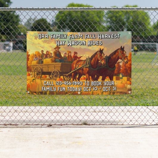 Customize Farm Fall Harvest Horse Drawn Wagon Ride Spandoek (Insitu)