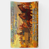 Customize Farm Fall Harvest Horse Drawn Wagon Ride Spandoek (Verticaal)
