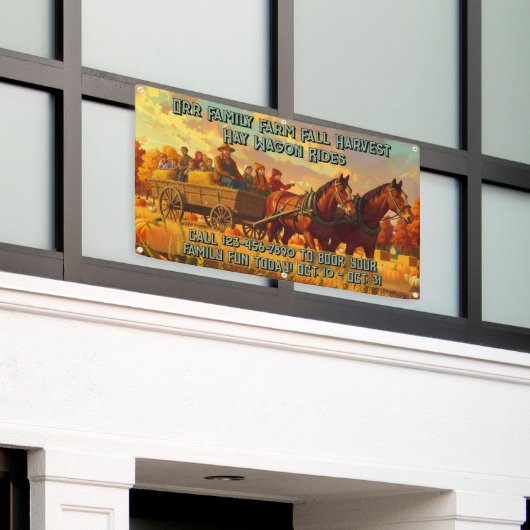 Customize Farm Fall Harvest Horse Drawn Wagon Ride Spandoek (Buitenkant Gebouw)