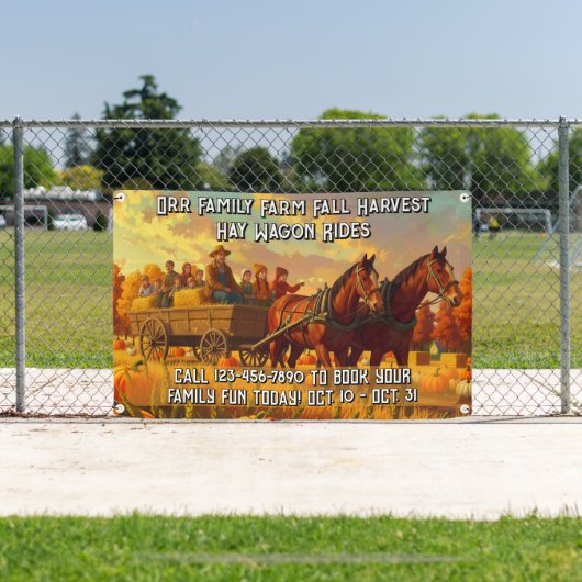 Customize Farm Fall Harvest Horse Drawn Wagon Ride Spandoek (Insitu)