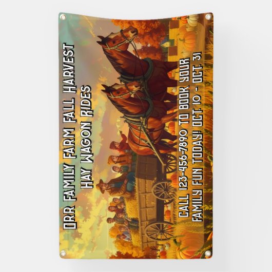 Customize Farm Fall Harvest Horse Drawn Wagon Ride Spandoek (Verticaal)