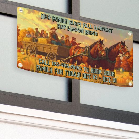 Customize Farm Fall Harvest Horse Drawn Wagon Ride Spandoek (Buitenkant Gebouw)