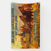 Customize Farm Fall Harvest Horse Drawn Wagon Ride Spandoek (Verticaal)