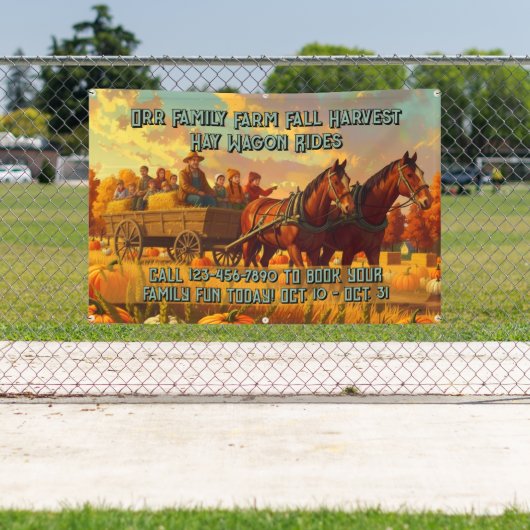 Customize Farm Fall Harvest Horse Drawn Wagon Ride Spandoek (Insitu)