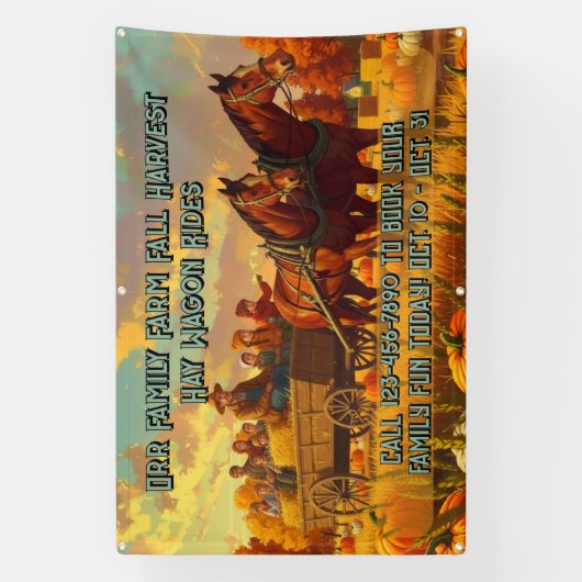 Customize Farm Fall Harvest Horse Drawn Wagon Ride Spandoek (Verticaal)