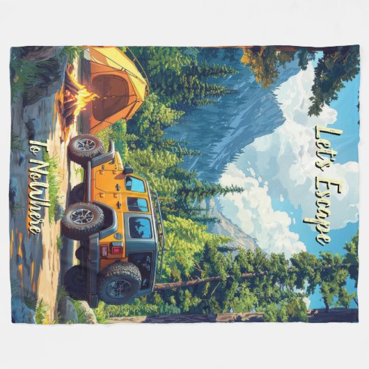 Customize Four Wheel Drive Let's Escape To NoWhere Fleece Deken (Voorkant (Horizontaal))