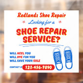 Customize Funny Shoe Repair Service Promo Raamsticker (Vel 2)