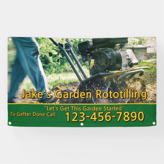Customize Garden Rototilling Service Business Spandoek (Horizontaal)